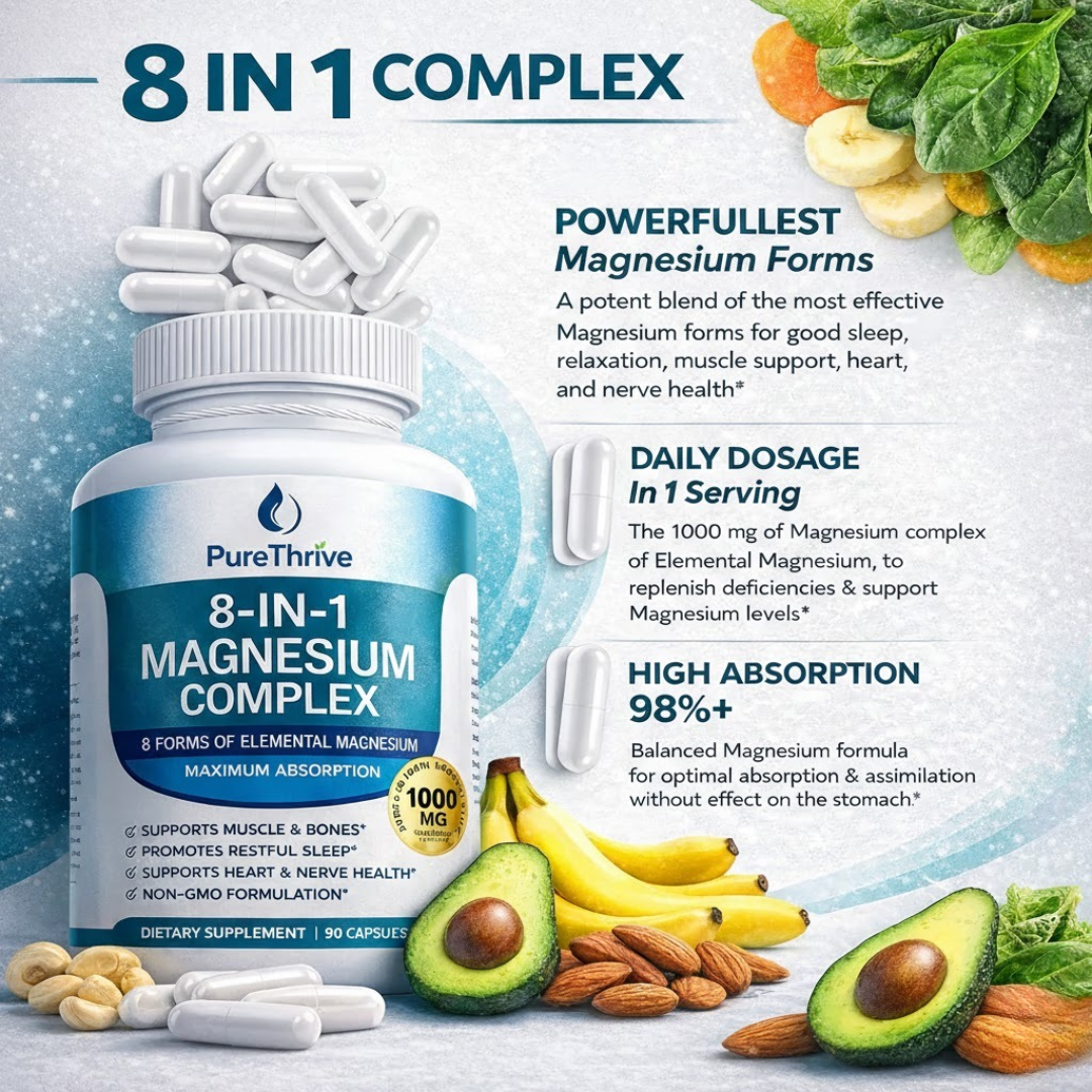 Complejo de magnesio PureThrive 8 en 1 1000 mg