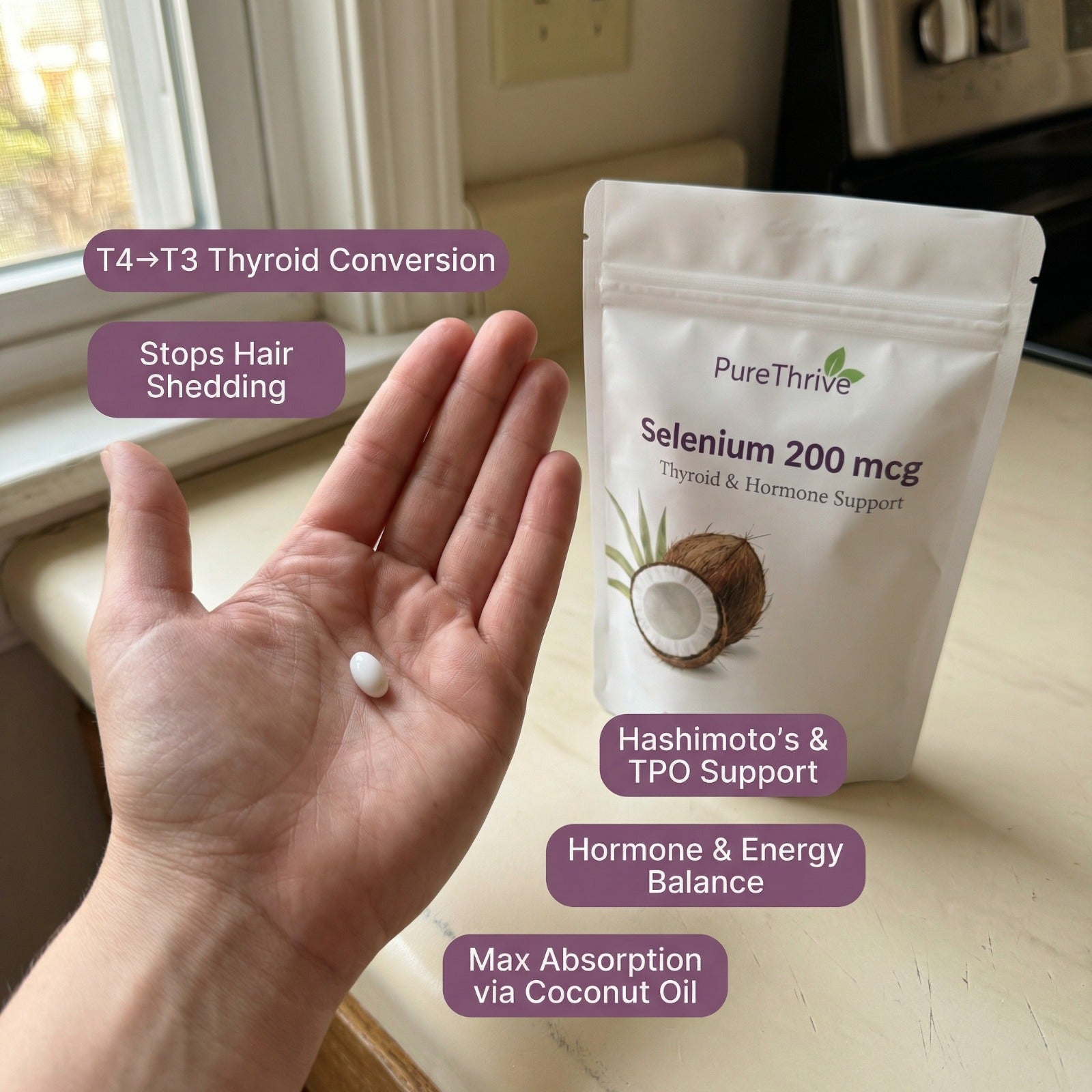 PureThrive Selenium 200mcg — Thyroid & Hormone Support