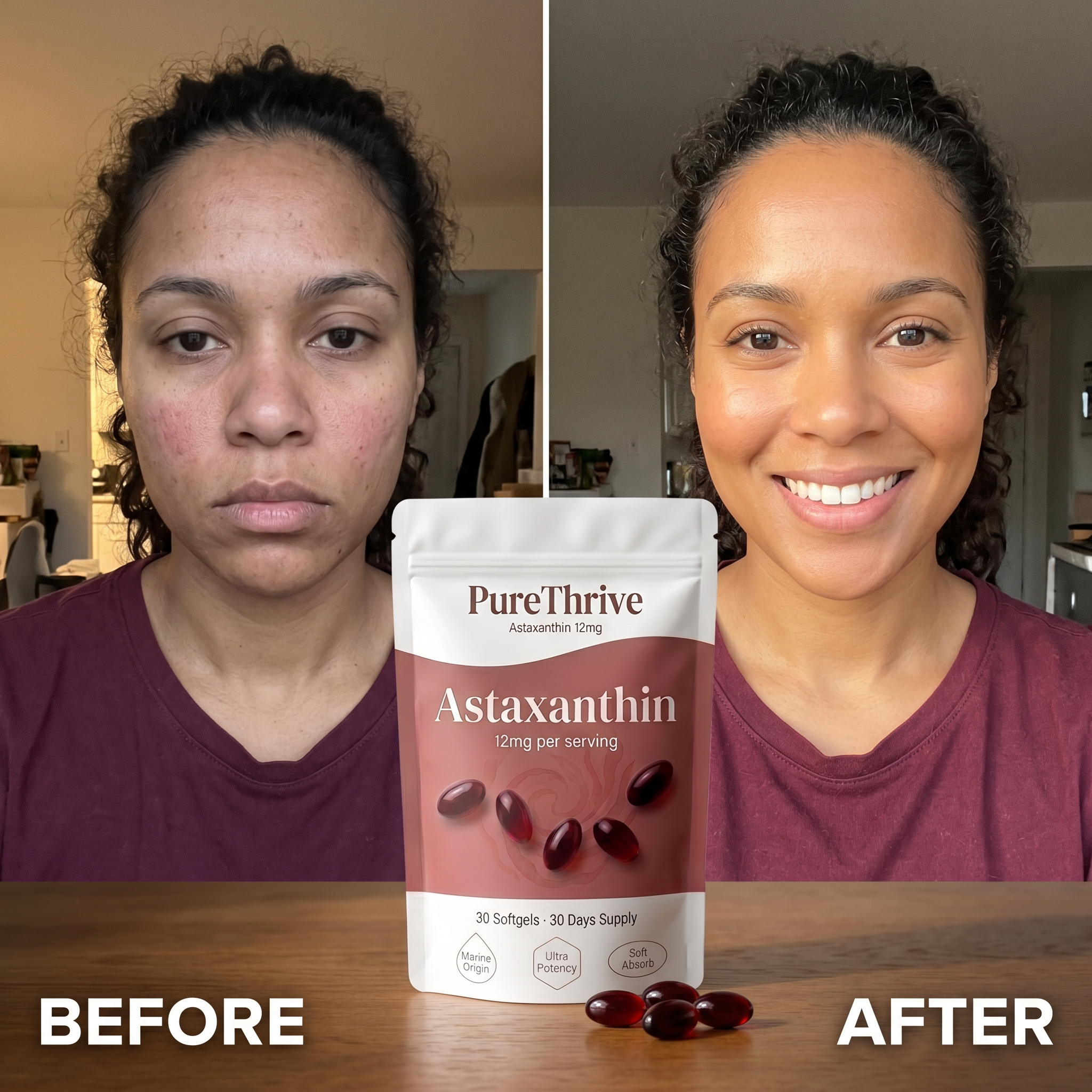 PureThrive Astaxanthin 12mg Softgels | Skin Glow, Tan & Anti-Aging From Within