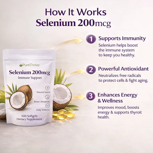 PureThrive Selenium 200mcg Immune Support